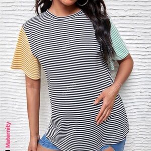 Stripped color block maternity shirt size XL